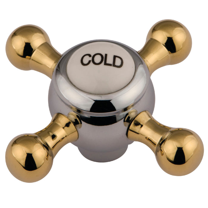 Kingston KSH4464BXC Brass Cross Handle (Cold Side), Polished Chrome/Polished Brass