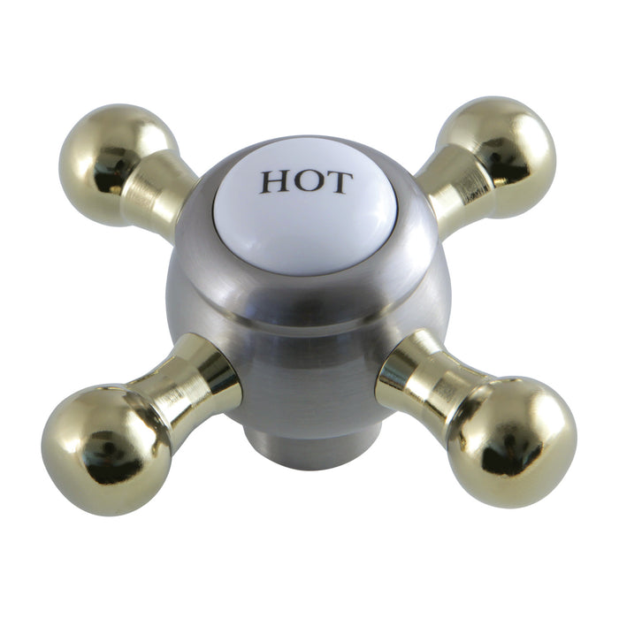 Kingston KSH4469BXH Brass Cross Handle (Hot Side), Brushed Nickel/Polished Brass
