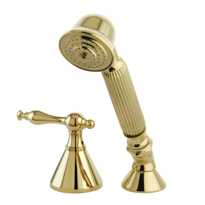 Kingston Tulare KSK2362NLTR Deck Mount Hand Shower with Diverter for Roman Tub Faucet, Polished Brass