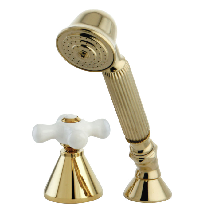 Kingston Tulare KSK2362PXTR Deck Mount Hand Shower with Diverter for Roman Tub Faucet, Polished Brass