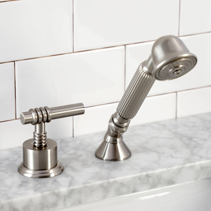 Kingston Tulare KSK2368MLTR Deck Mount Hand Shower with Diverter for Roman Tub Faucet, Brushed Nickel
