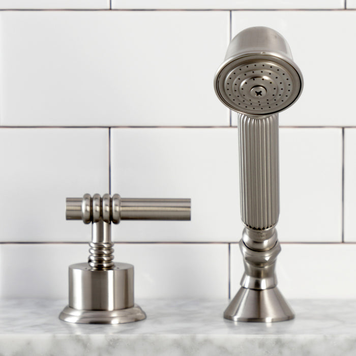 Kingston Tulare KSK2368MLTR Deck Mount Hand Shower with Diverter for Roman Tub Faucet, Brushed Nickel