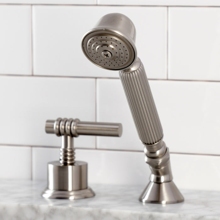 Kingston Tulare KSK2368MLTR Deck Mount Hand Shower with Diverter for Roman Tub Faucet, Brushed Nickel