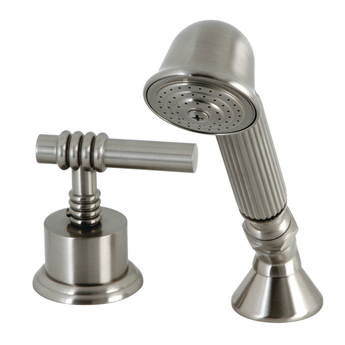 Kingston Tulare KSK2368MLTR Deck Mount Hand Shower with Diverter for Roman Tub Faucet, Brushed Nickel