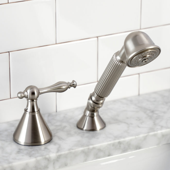 Kingston Tulare KSK2368NLTR Deck Mount Hand Shower with Diverter for Roman Tub Faucet, Brushed Nickel