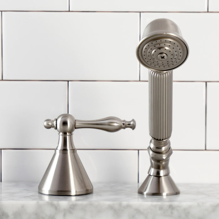 Kingston Tulare KSK2368NLTR Deck Mount Hand Shower with Diverter for Roman Tub Faucet, Brushed Nickel