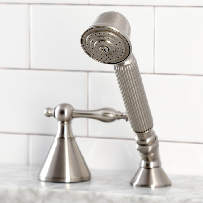 Kingston Tulare KSK2368NLTR Deck Mount Hand Shower with Diverter for Roman Tub Faucet, Brushed Nickel