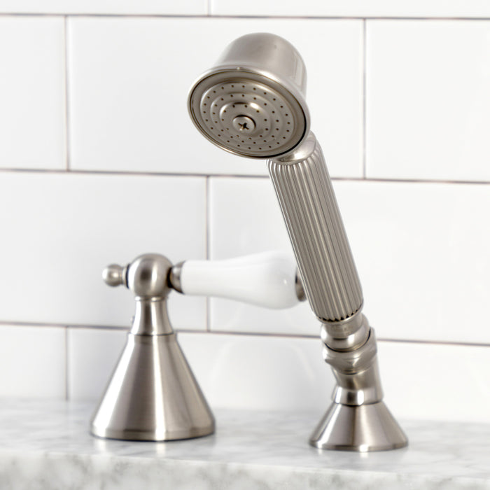 Kingston Tulare KSK2368PLTR Deck Mount Hand Shower with Diverter for Roman Tub Faucet, Brushed Nickel