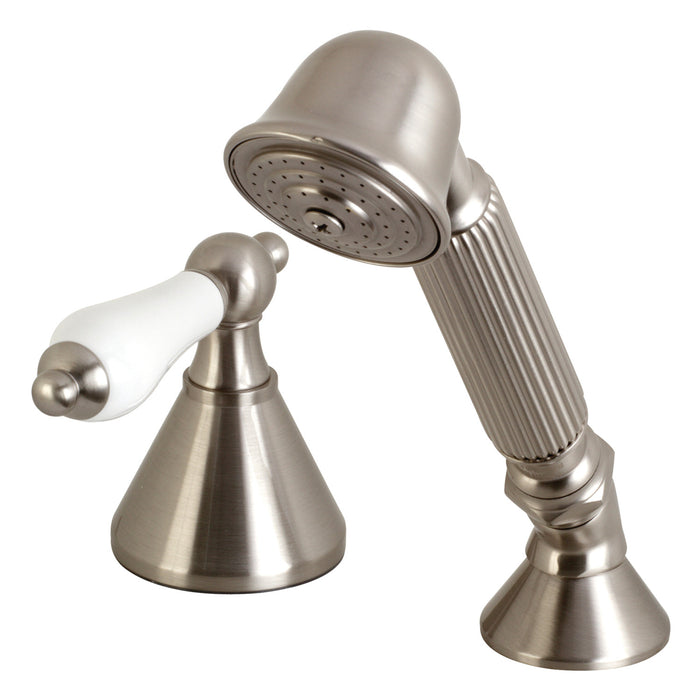 Kingston Tulare KSK2368PLTR Deck Mount Hand Shower with Diverter for Roman Tub Faucet, Brushed Nickel