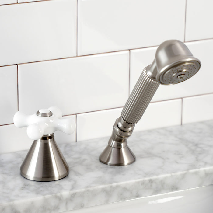 Kingston Tulare KSK2368PXTR Deck Mount Hand Shower with Diverter for Roman Tub Faucet, Brushed Nickel