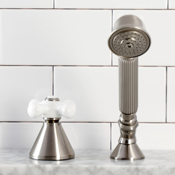 Kingston Tulare KSK2368PXTR Deck Mount Hand Shower with Diverter for Roman Tub Faucet, Brushed Nickel