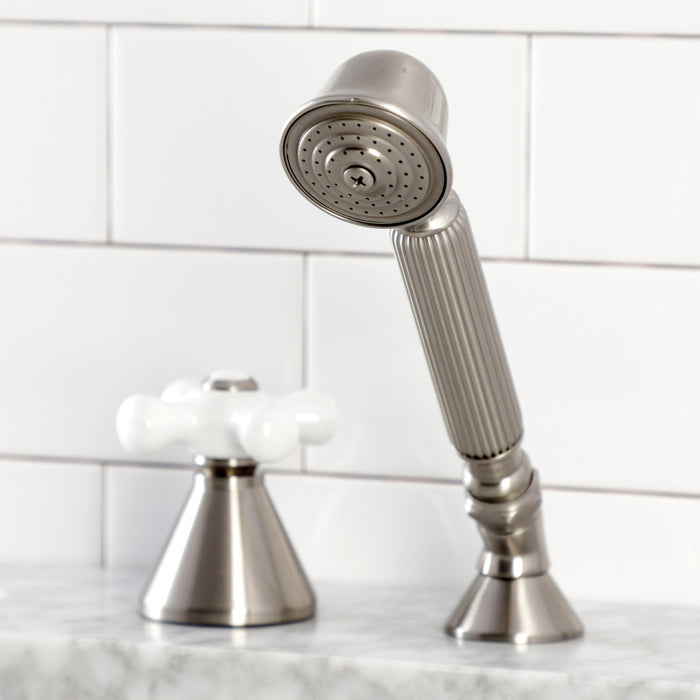 Kingston Tulare KSK2368PXTR Deck Mount Hand Shower with Diverter for Roman Tub Faucet, Brushed Nickel