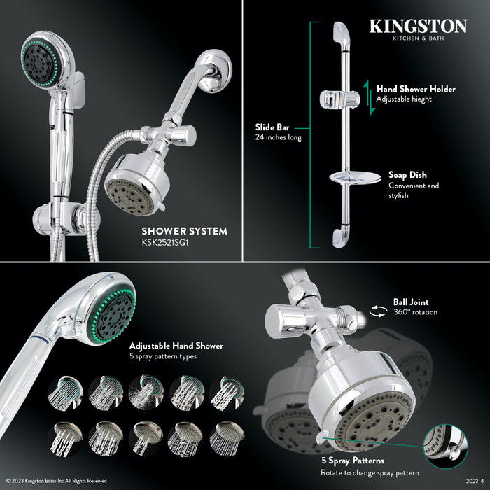 Kingston Tulare KSK2521SG1 - Made To Match Shower System with 22-Inch Slide Bar and Hand Shower, Polished Chrome