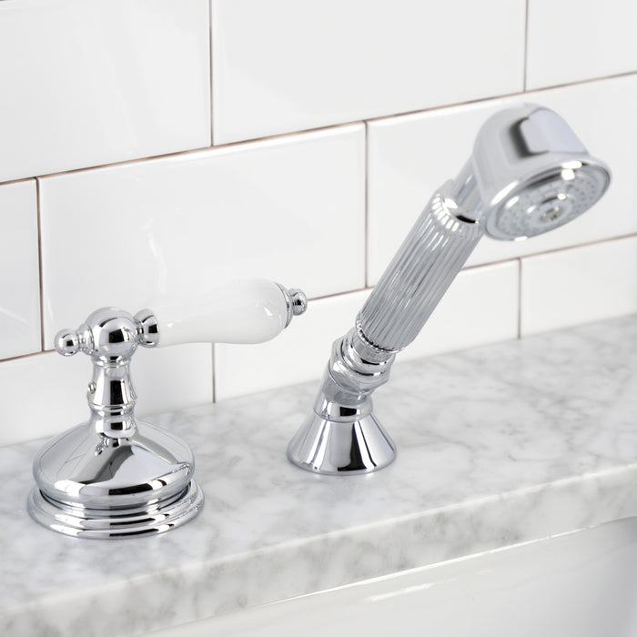 Kingston Heirloom KSK3331PLTR Deck Mount Hand Shower with Diverter for Roman Tub Faucet, Polished Chrome