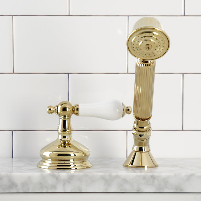 Kingston Heirloom KSK3332PLTR Deck Mount Hand Shower with Diverter for Roman Tub Faucet, Polished Brass