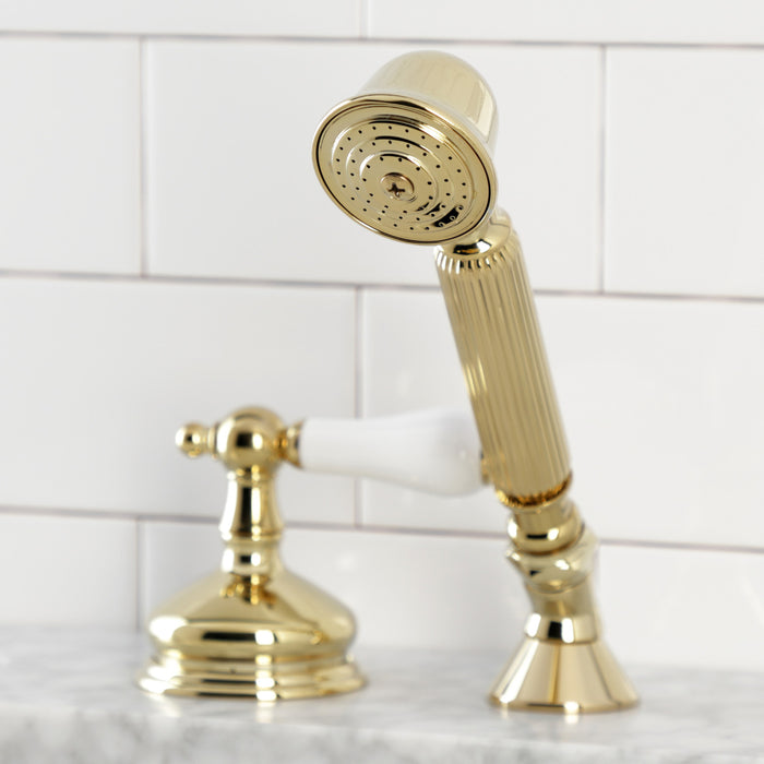 Kingston Heirloom KSK3332PLTR Deck Mount Hand Shower with Diverter for Roman Tub Faucet, Polished Brass