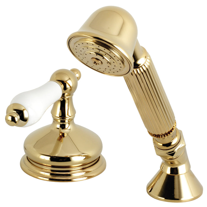 Kingston Heirloom KSK3332PLTR Deck Mount Hand Shower with Diverter for Roman Tub Faucet, Polished Brass