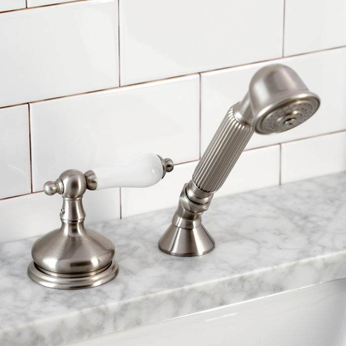 Kingston Heirloom KSK3338PLTR Deck Mount Hand Shower with Diverter for Roman Tub Faucet, Brushed Nickel