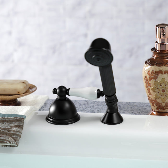 Kingston Heirloom KSK3350PLTR - Vintage Deck Mount Hand Shower with Diverter for Roman Tub Faucet, Matte Black