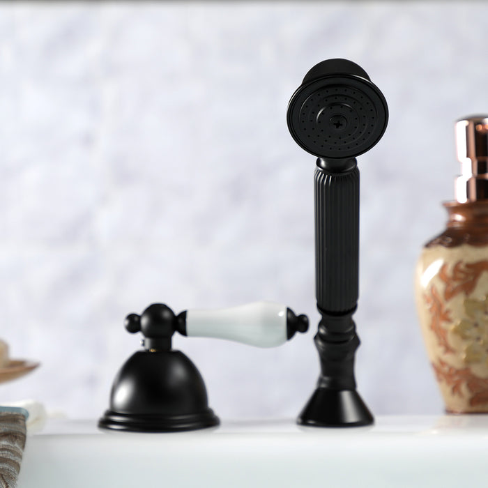 Kingston Heirloom KSK3350PLTR - Vintage Deck Mount Hand Shower with Diverter for Roman Tub Faucet, Matte Black
