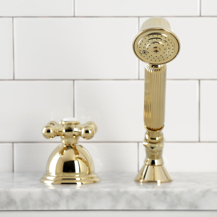Kingston Heirloom KSK3352AXTR Deck Mount Hand Shower with Diverter for Roman Tub Faucet, Polished Brass