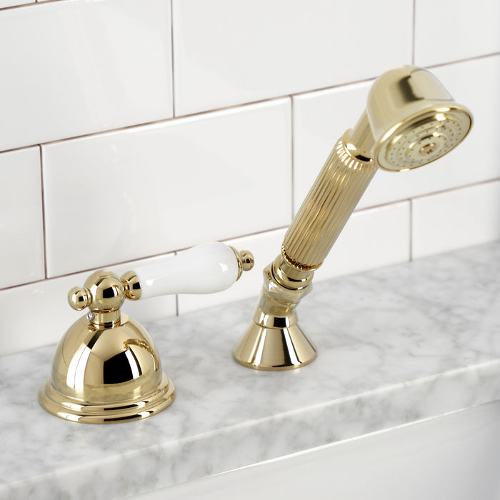Kingston Heirloom KSK3352PLTR - Vintage Deck Mount Hand Shower with Diverter for Roman Tub Faucet, Polished Brass