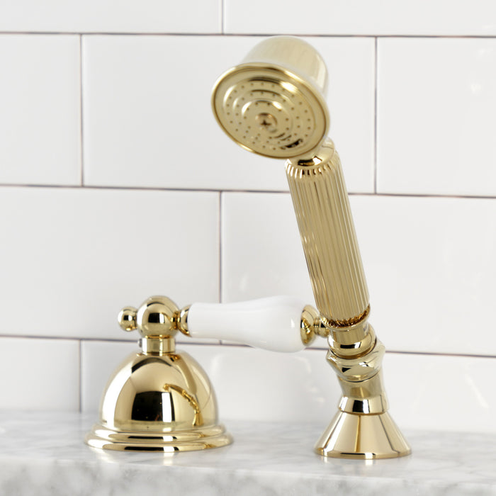 Kingston Heirloom KSK3352PLTR - Vintage Deck Mount Hand Shower with Diverter for Roman Tub Faucet, Polished Brass