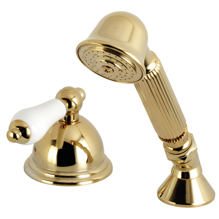 Kingston Heirloom KSK3352PLTR - Vintage Deck Mount Hand Shower with Diverter for Roman Tub Faucet, Polished Brass