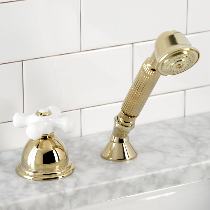 Kingston Heirloom KSK3352PXTR - Vintage Deck Mount Hand Shower with Diverter for Roman Tub Faucet, Polished Brass