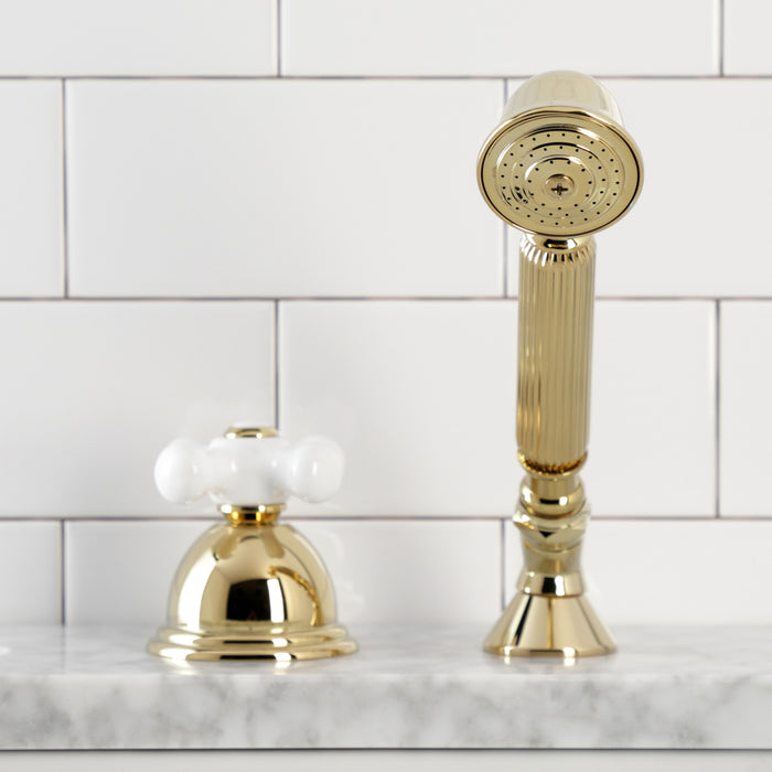 Kingston Heirloom KSK3352PXTR - Vintage Deck Mount Hand Shower with Diverter for Roman Tub Faucet, Polished Brass