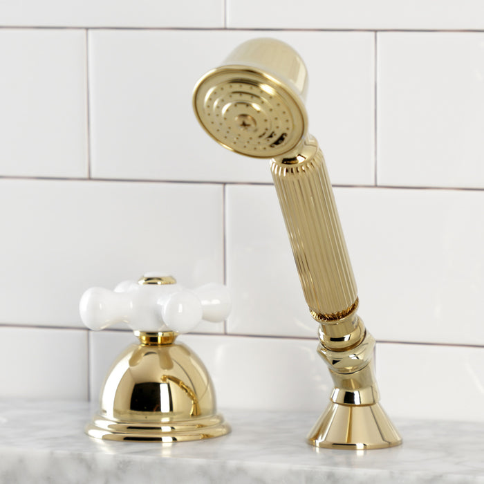 Kingston Heirloom KSK3352PXTR - Vintage Deck Mount Hand Shower with Diverter for Roman Tub Faucet, Polished Brass