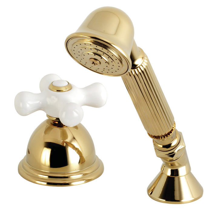 Kingston Heirloom KSK3352PXTR - Vintage Deck Mount Hand Shower with Diverter for Roman Tub Faucet, Polished Brass