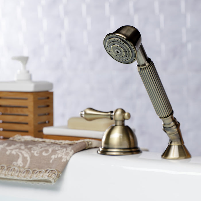 Kingston Heirloom KSK3353ALTR - Vintage Deck Mount Hand Shower with Diverter for Roman Tub Faucet, Antique Brass