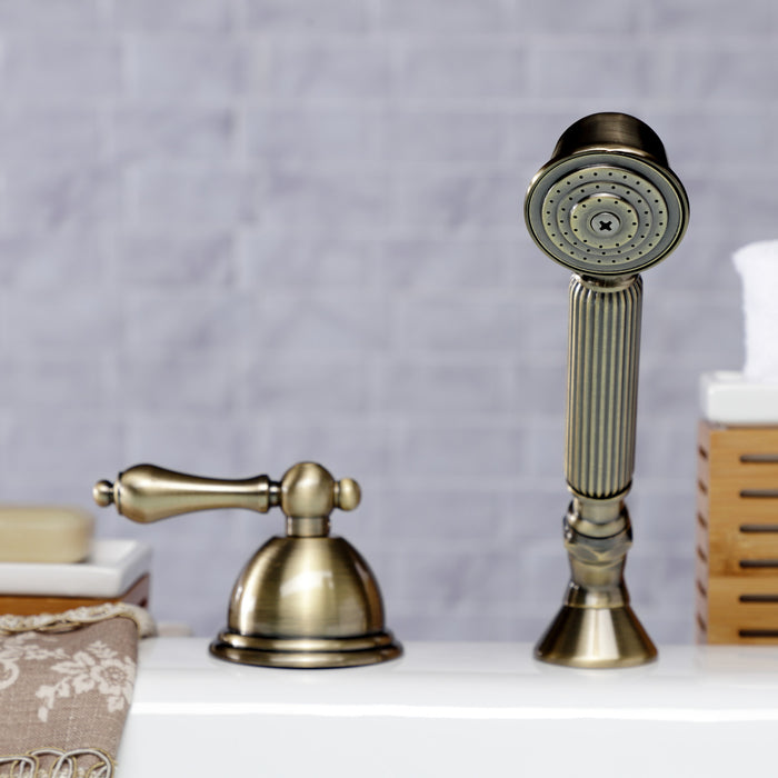 Kingston Heirloom KSK3353ALTR - Vintage Deck Mount Hand Shower with Diverter for Roman Tub Faucet, Antique Brass