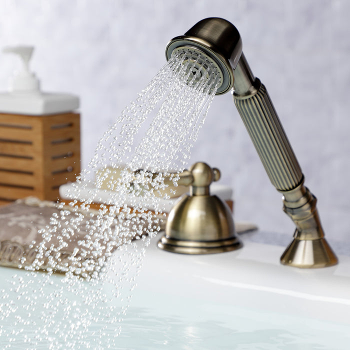 Kingston Heirloom KSK3353ALTR - Vintage Deck Mount Hand Shower with Diverter for Roman Tub Faucet, Antique Brass