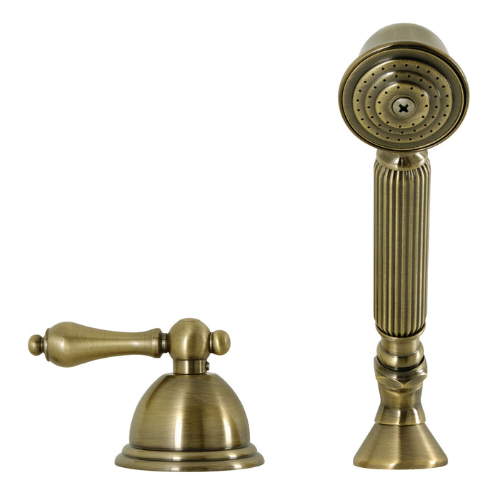 Kingston Heirloom KSK3353ALTR - Vintage Deck Mount Hand Shower with Diverter for Roman Tub Faucet, Antique Brass