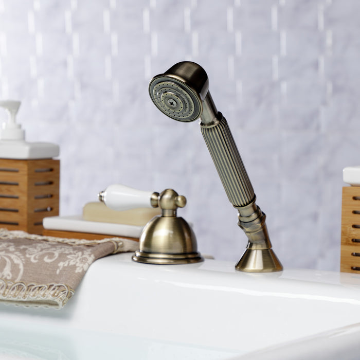 Kingston Heirloom KSK3353PLTR - Vintage Deck Mount Hand Shower with Diverter for Roman Tub Faucet, Antique Brass