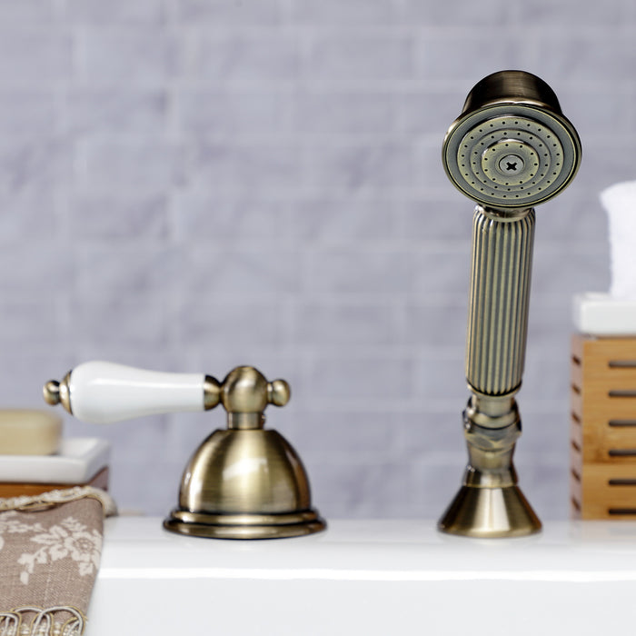 Kingston Heirloom KSK3353PLTR - Vintage Deck Mount Hand Shower with Diverter for Roman Tub Faucet, Antique Brass
