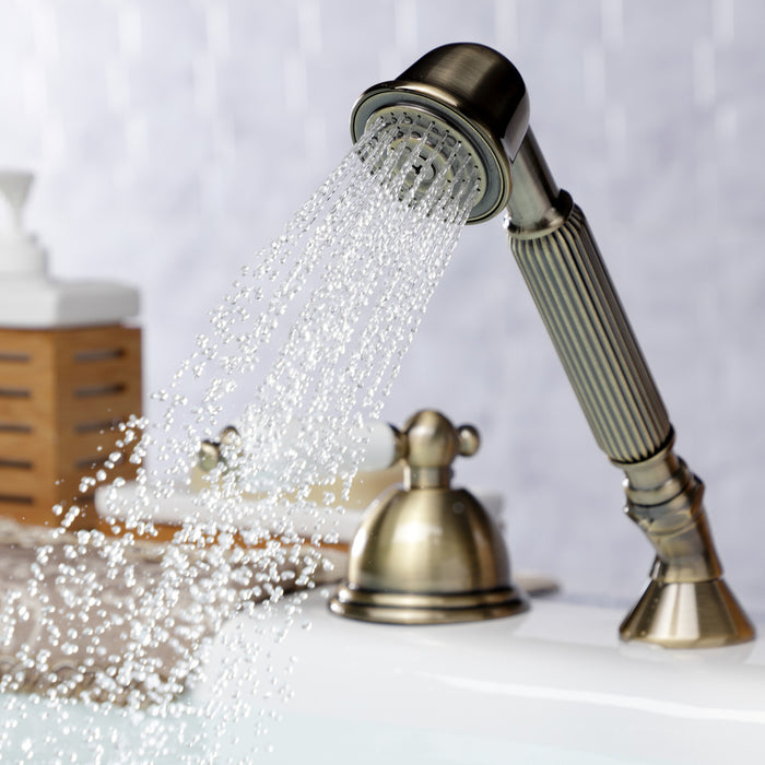 Kingston Heirloom KSK3353PLTR - Vintage Deck Mount Hand Shower with Diverter for Roman Tub Faucet, Antique Brass