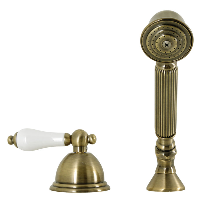 Kingston Heirloom KSK3353PLTR - Vintage Deck Mount Hand Shower with Diverter for Roman Tub Faucet, Antique Brass