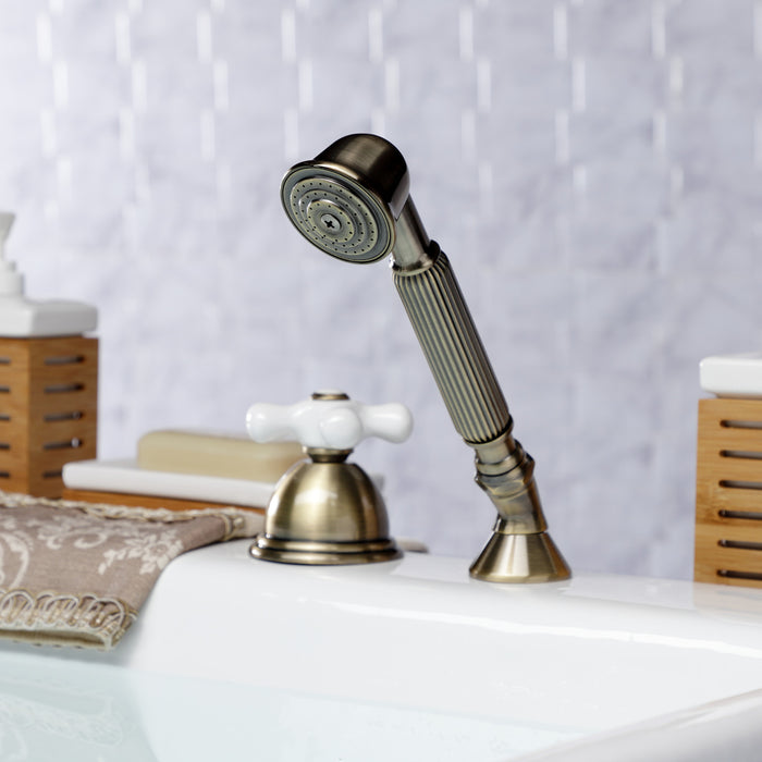 Kingston Heirloom KSK3353PXTR - Vintage Deck Mount Hand Shower with Diverter for Roman Tub Faucet, Antique Brass