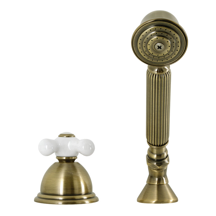 Kingston Heirloom KSK3353PXTR - Vintage Deck Mount Hand Shower with Diverter for Roman Tub Faucet, Antique Brass