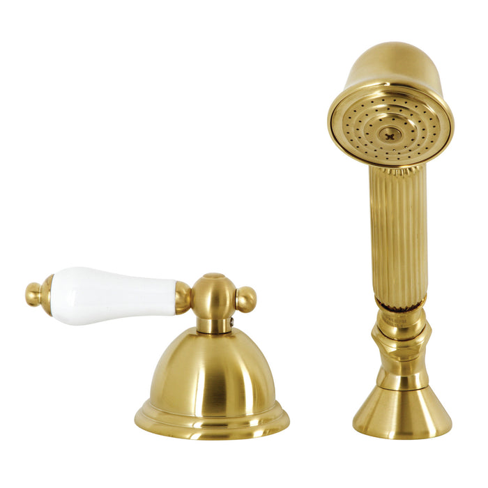 Kingston Heirloom KSK3357PLTR - Vintage Deck Mount Hand Shower with Diverter for Roman Tub Faucet, Brushed Brass
