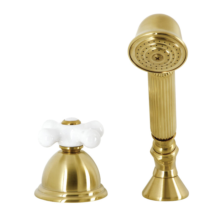 Kingston Heirloom KSK3357PXTR - Vintage Deck Mount Hand Shower with Diverter for Roman Tub Faucet, Brushed Brass