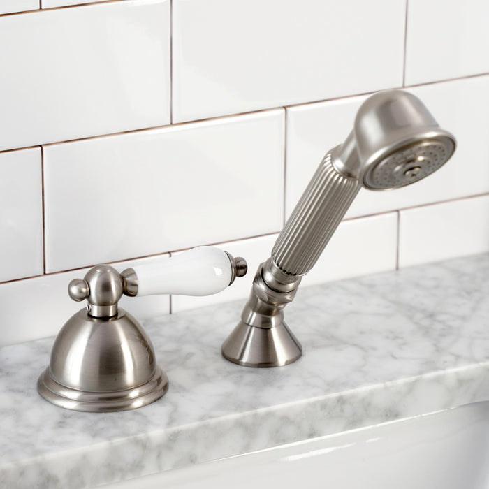 Kingston Heirloom KSK3358PLTR - Vintage Deck Mount Hand Shower with Diverter for Roman Tub Faucet, Brushed Nickel