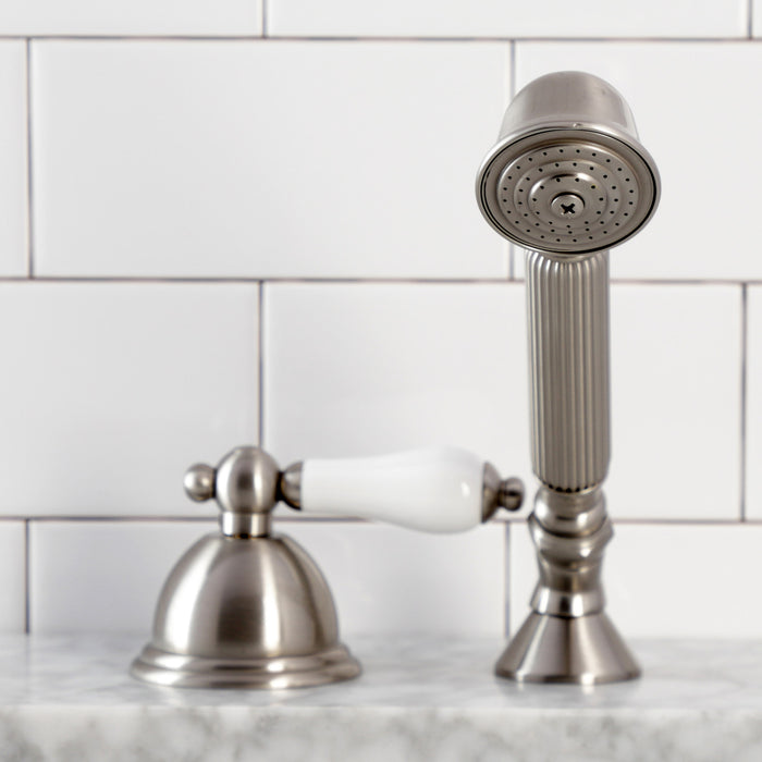 Kingston Heirloom KSK3358PLTR - Vintage Deck Mount Hand Shower with Diverter for Roman Tub Faucet, Brushed Nickel