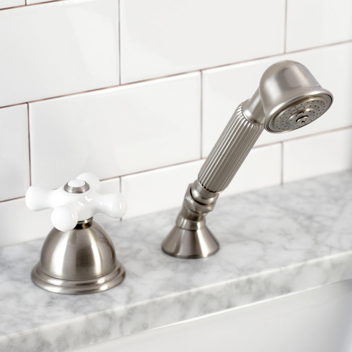 Kingston Heirloom KSK3358PXTR - Vintage Deck Mount Hand Shower with Diverter for Roman Tub Faucet, Brushed Nickel