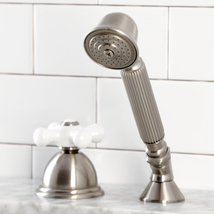 Kingston Heirloom KSK3358PXTR - Vintage Deck Mount Hand Shower with Diverter for Roman Tub Faucet, Brushed Nickel