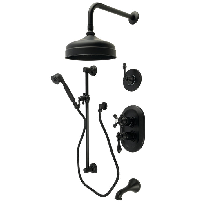 Kingston Heirloom KSK36300AL - Restoration Thermostatic Tub and Shower System, Matte Black