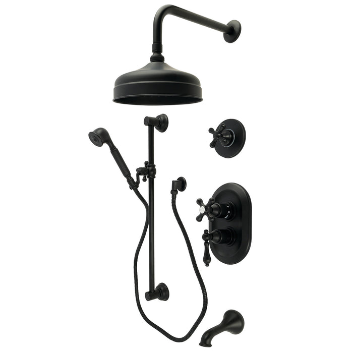Kingston Heirloom KSK36300AX - Restoration Thermostatic Tub and Shower System, Matte Black